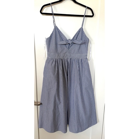 Joyful Days Blue Striped Knotted Front Midi Dress With Pockets - Picture 4 of 7